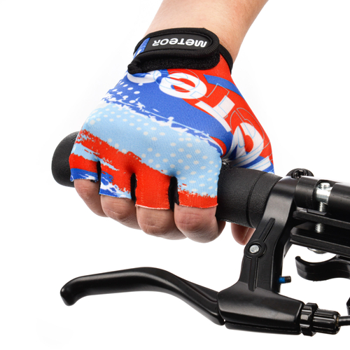 Meteor Kids M Map blue cycling gloves