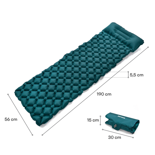 Self inflating mat Meteor 2in1 (pump+drybag) 190×56×5,5 cm sea color