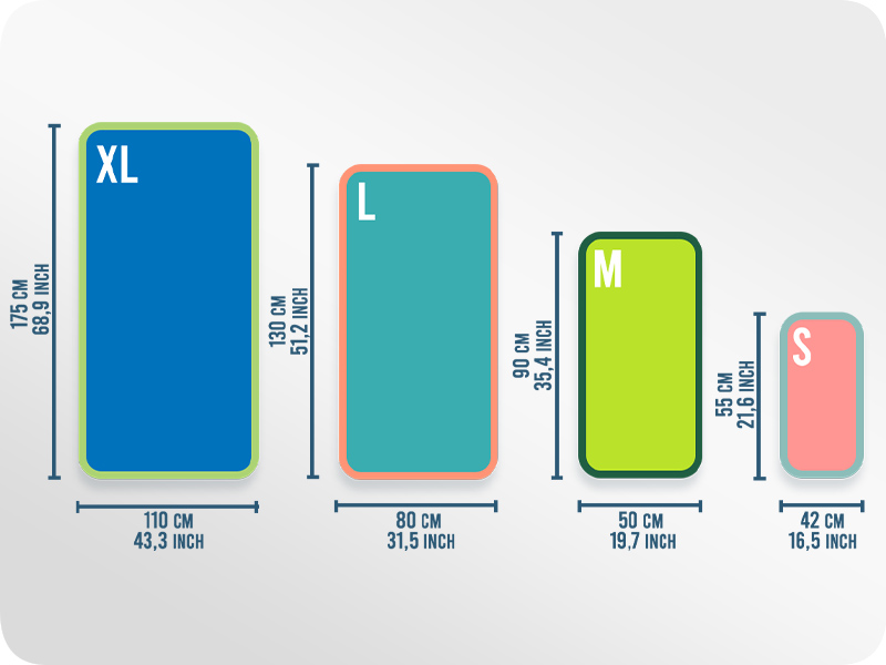 Ręczniki z mikrofibry Meteor tabela rozmiarów