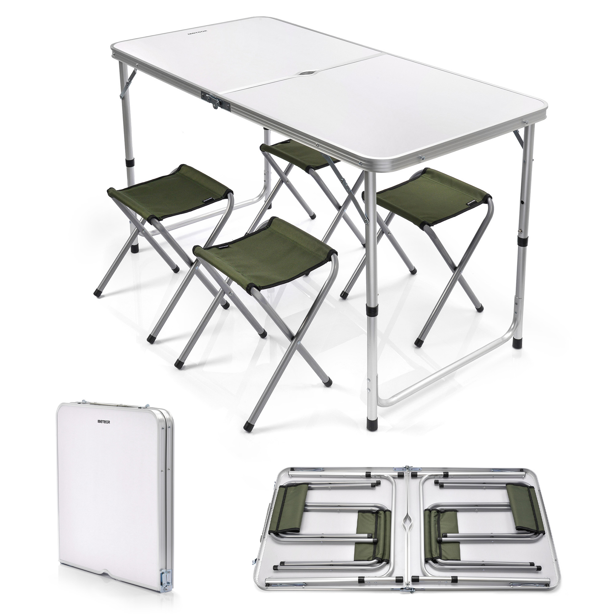 Campingtisch mit 4 Stühlen 120x60 ALU Klapptisch klappbar Gartentisch Camping 5900724063549