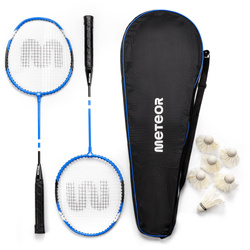 Badminton Set Meteor 2 rackets, 6 ailerons blue