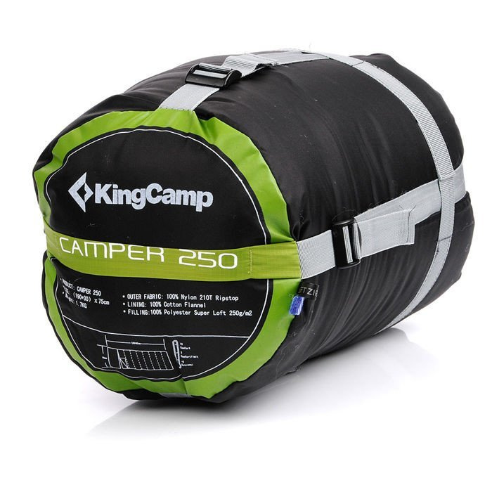 KING CAMP SLEEPING BAG CAMPER 250 KS3165 green 190+30 x 75cm \ Green CATEGORIES \ Tourism