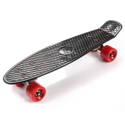 Meteor Kunststoff-Skateboard rot/silber/schwarz