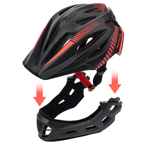 Fullface-Fahrradhelm Meteor Lupus S 48-52 cm schwarz/rot