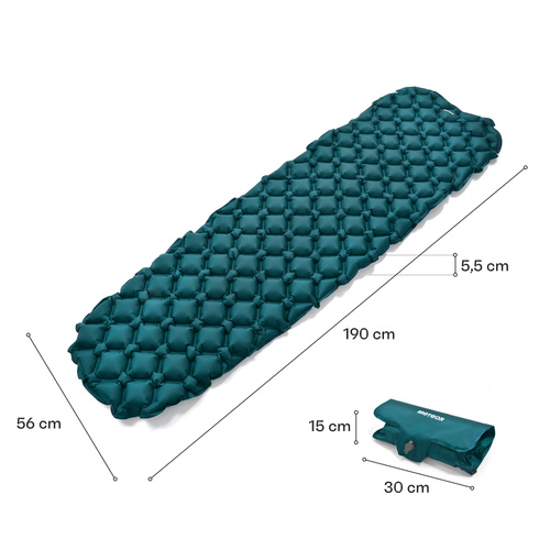 Self inflating mat Meteor 2in1 (pump+drybag) 190×56×5,5 cm sea color