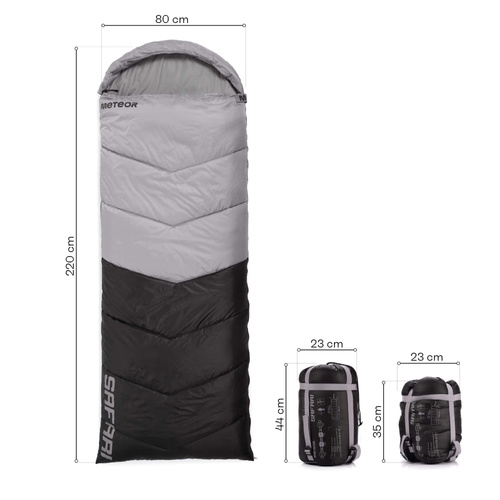 Meteor Schlafsack Safari L grau/schwarz