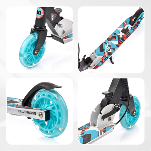 Scooter Meteor Dragon LED Wheels, Handbrake, Foldable