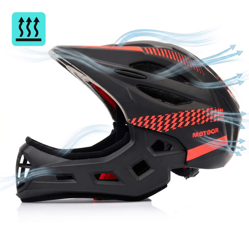 Fullface-Fahrradhelm Meteor Lupus S 48-52 cm schwarz/rot