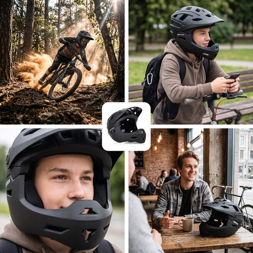 Fullface-Fahrradhelm Meteor Hydra L 58-61 cm schwarz