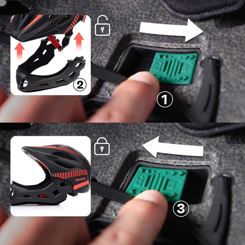 Fullface-Fahrradhelm Meteor Lupus S 48-52 cm schwarz/rot