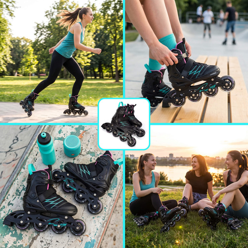 Inlineskates Meteor L 38-43 Buzzy schwarz/pink/minzfarben