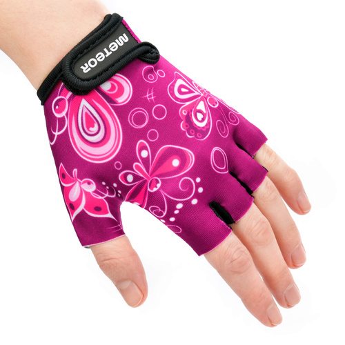 Fahrradhandschuhe Meteor Kids S Schmetterlinge rosa