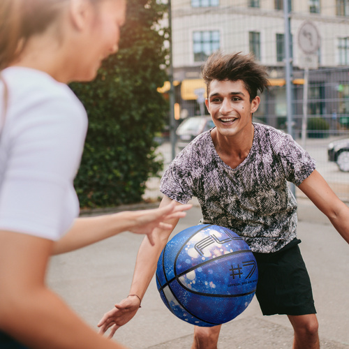 Basketball Meteor Fluo blau/weiß 7