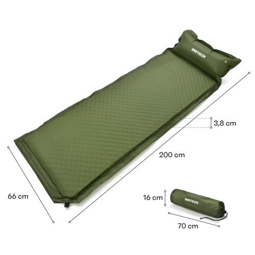 Self inflating mat Meteor 200×66×3,8 cm green