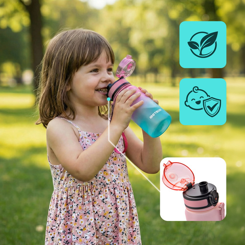 Meteor sports water bottle 350 ml pink/turquoise