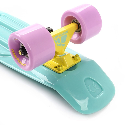 Meteor Kunststoff-Skateboard gelb/pastellrosa/mint