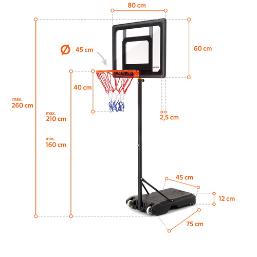 Kosz do koszykówki wolnostojący Meteor Dallas 160-210 cm