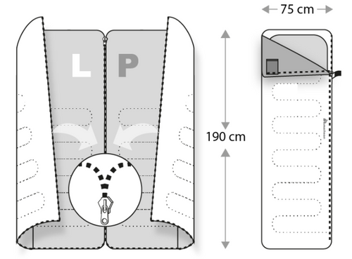 Schlafsack Meteor Dreamer L blau/schwarz