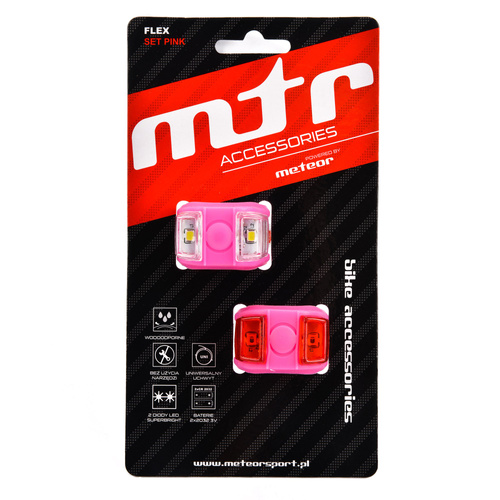 Meteor Flex Fahrradlicht-Set rosa