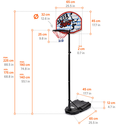Meteor Street Basketball-Set 140-190 cm