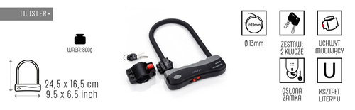 Bike u-lock Twister+ Meteor