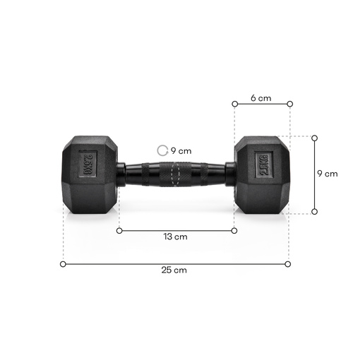 Hantel heksagonalny gumowany Meteor 2.5kg