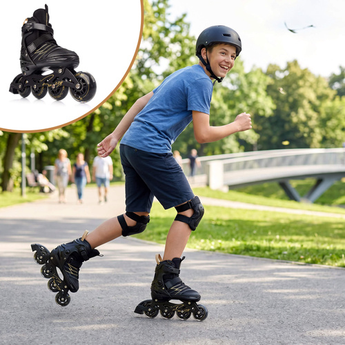 Inlineskates Meteor M 34-38 Buzzy schwarz/goldene Farbe