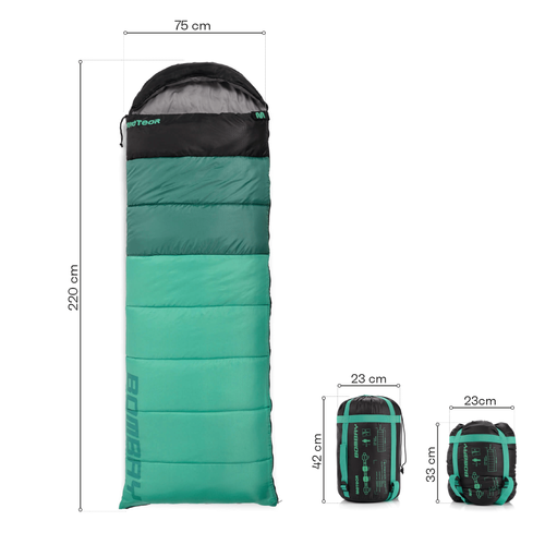 Meteor Schlafsack Bombay L Minze/Schwarz