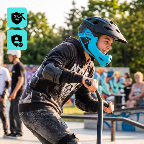Fullface-Fahrradhelm Meteor Hydra S 51-55 cm schwarz/blau