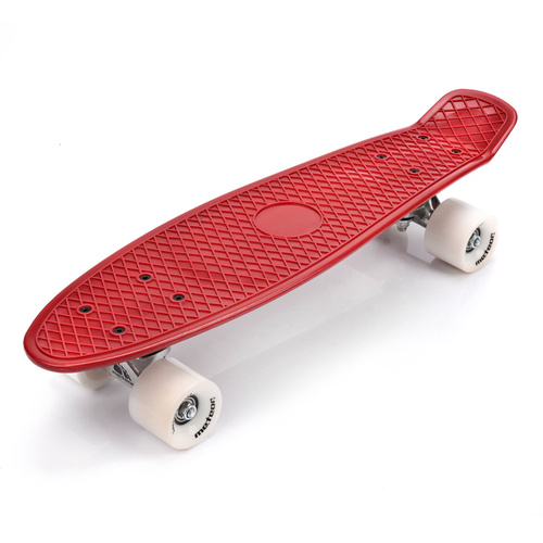 Plastic skateboard Meteor maroon/white/silver