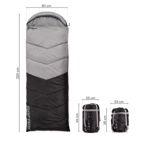 Meteor Schlafsack Safari R grau/schwarz
