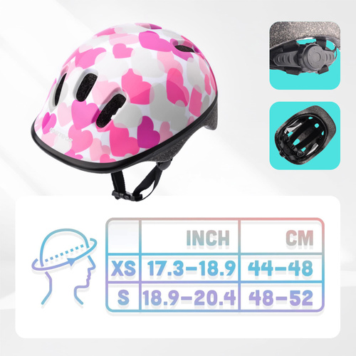 Kids bike helmet KS06 XS 44-48 cm Pink hearts