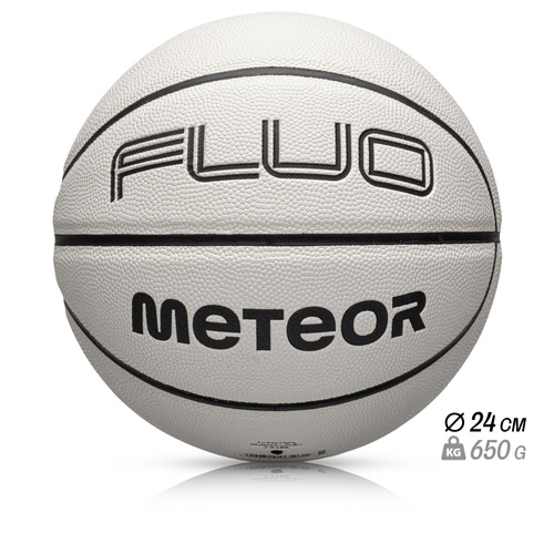 Piłka do koszykówki Meteor Fluo biały/neonowy niebieski 7