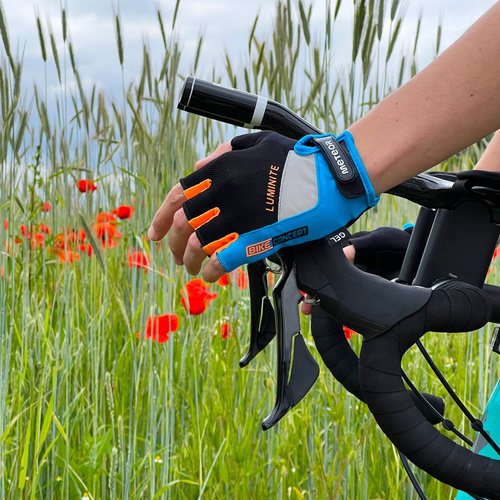 Rękawiczki rowerowe Meteor Gel GX36 L niebieski/pomarańczowy