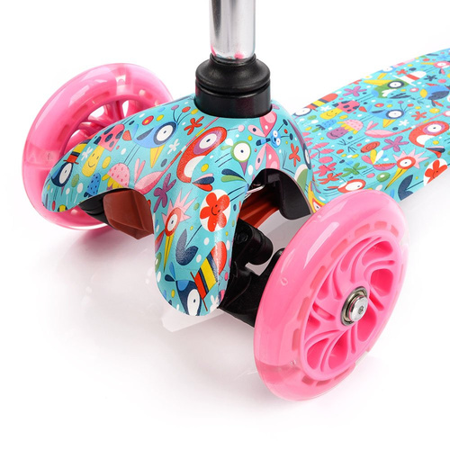 METEOR SCOOTER THREE-WHEEL WITH LED WHEELS TUCAN BIRDS