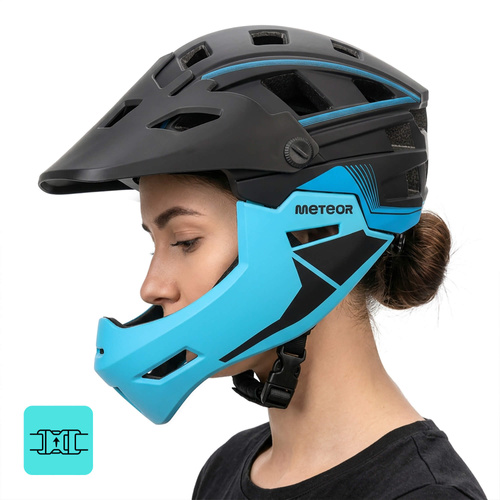 Fullface-Fahrradhelm Meteor Hydra M 55-58 cm schwarz/blau