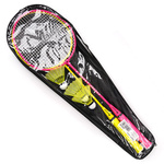Meteor Badminton Set 2 Stahlrackets (gelb/rosa) + 3 darts