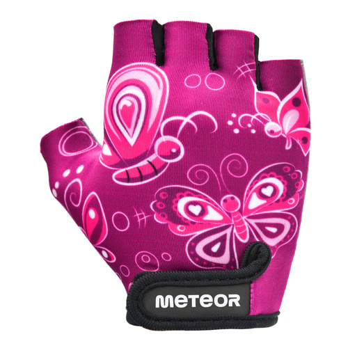 Fahrradhandschuhe Meteor Kids XS Schmetterlinge rosa