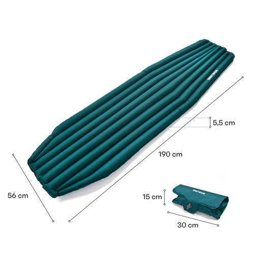 Self inflating mat Meteor 2in1 (pump+drybag) 190×56×5,5 cm sea color