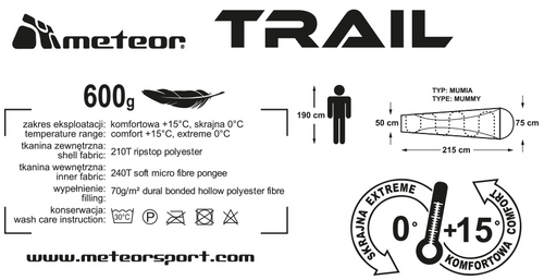 Meteor Trail Schlafsack blau/grau