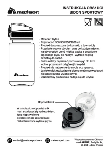 Sports water bottle Meteor 650 ml grey