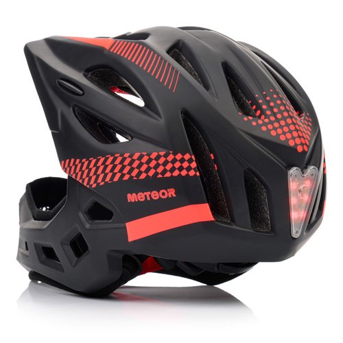 Fullface-Fahrradhelm Meteor Lupus S 48-52 cm schwarz/rot