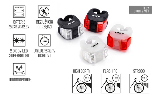 Fahrradlicht-Set Meteor Flex weiß