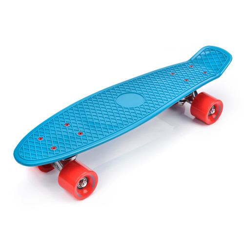 Plastic skateboard Meteor turquoise/red/silver