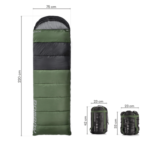 Meteor Schlafsack Bombay L Oliv/Schwarz