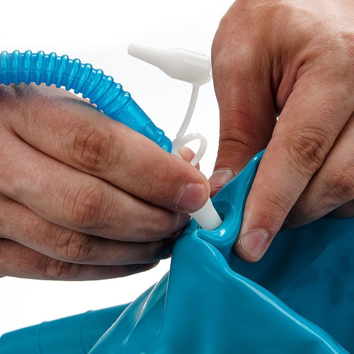 BOUNCY BALL METEOR 55 cm WITH HORN-SHAPED HANDLES blue