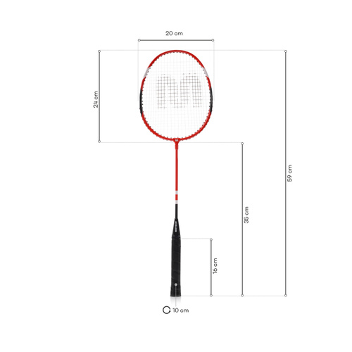 Badminton Set Meteor 2 rackets, 6 ailerons red