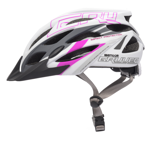 Kask rowerowy Meteor Gruver M 55-58 cm biały/szary/różowy